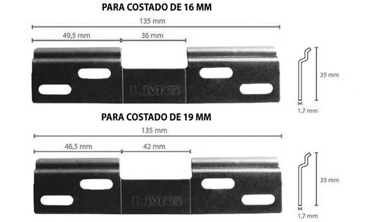 Sistemas de fijación - Chapa de Colgador Antivuelco